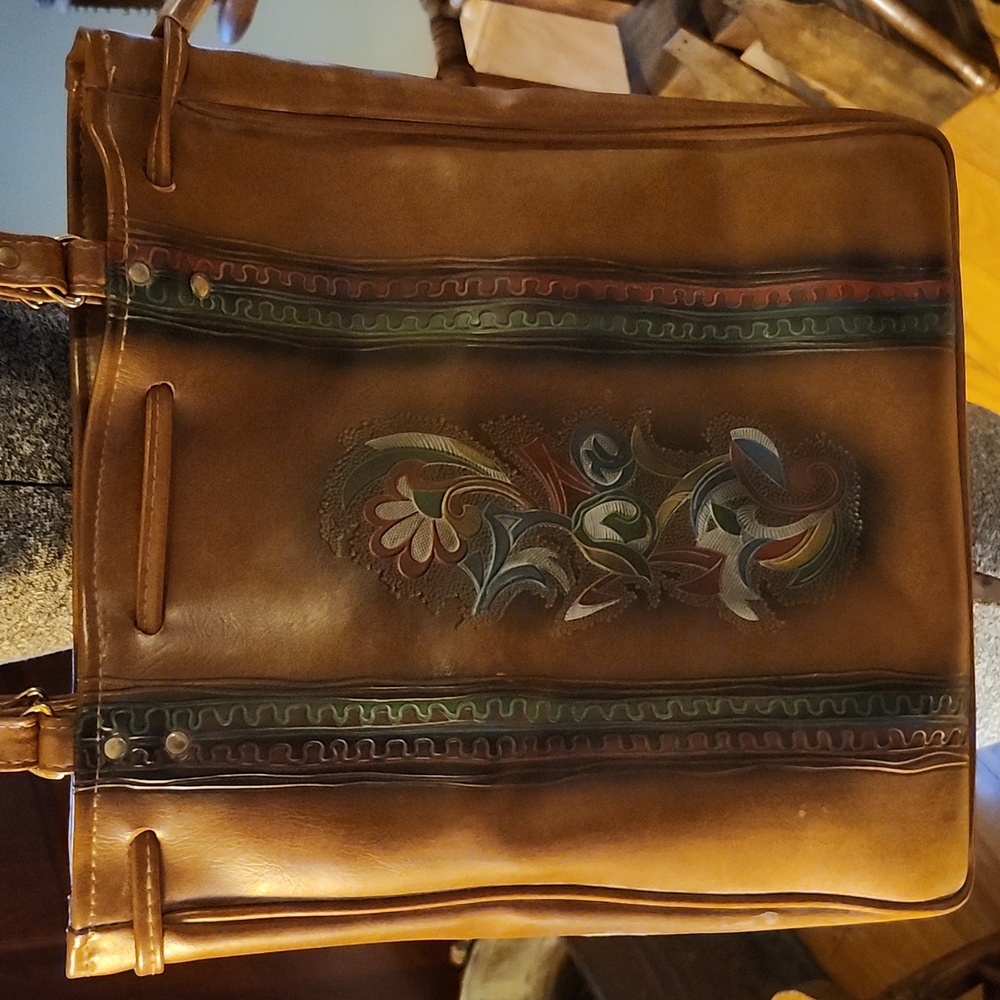 Vintage Laminet Leather Brown Tote Bag